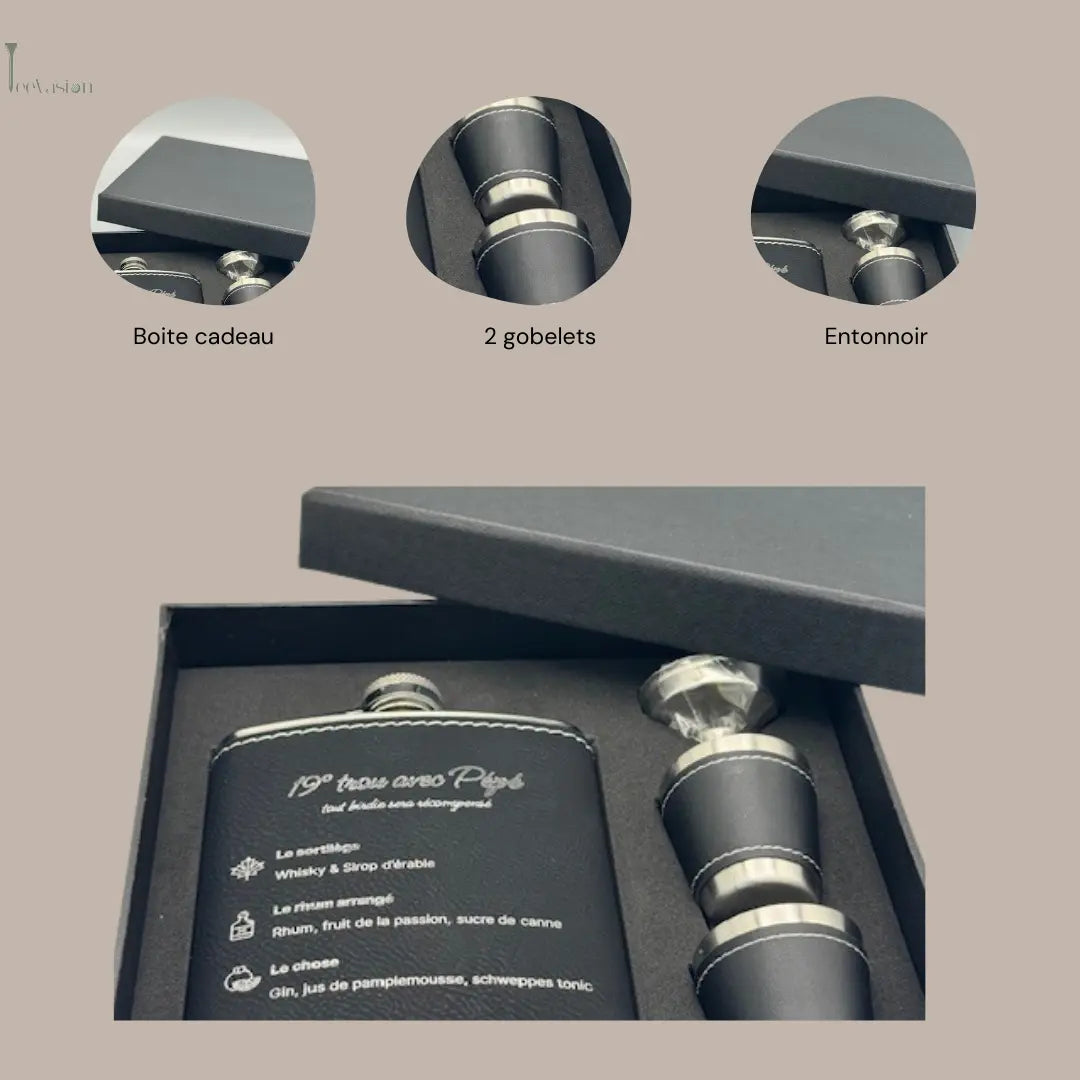 Birdie Flask – Coffret flasque de golf personnalisé, cadeau original Tee Vasion