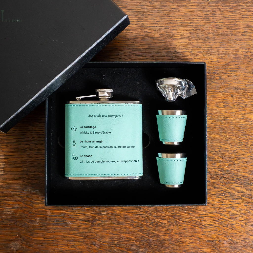 Birdie Flask – Coffret flasque de golf personnalisé, cadeau original Tee Vasion