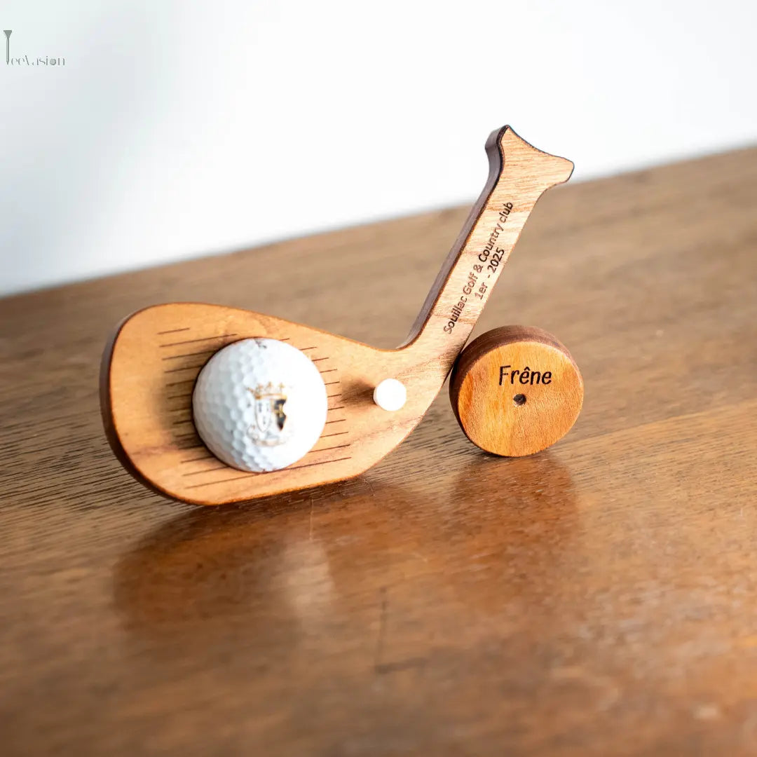 FairWood–Le trophée bois une balle gravé en forme de tête de club Tee Vasion