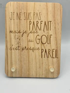 Une planche t’as le Swing gravéz d'un message golfique