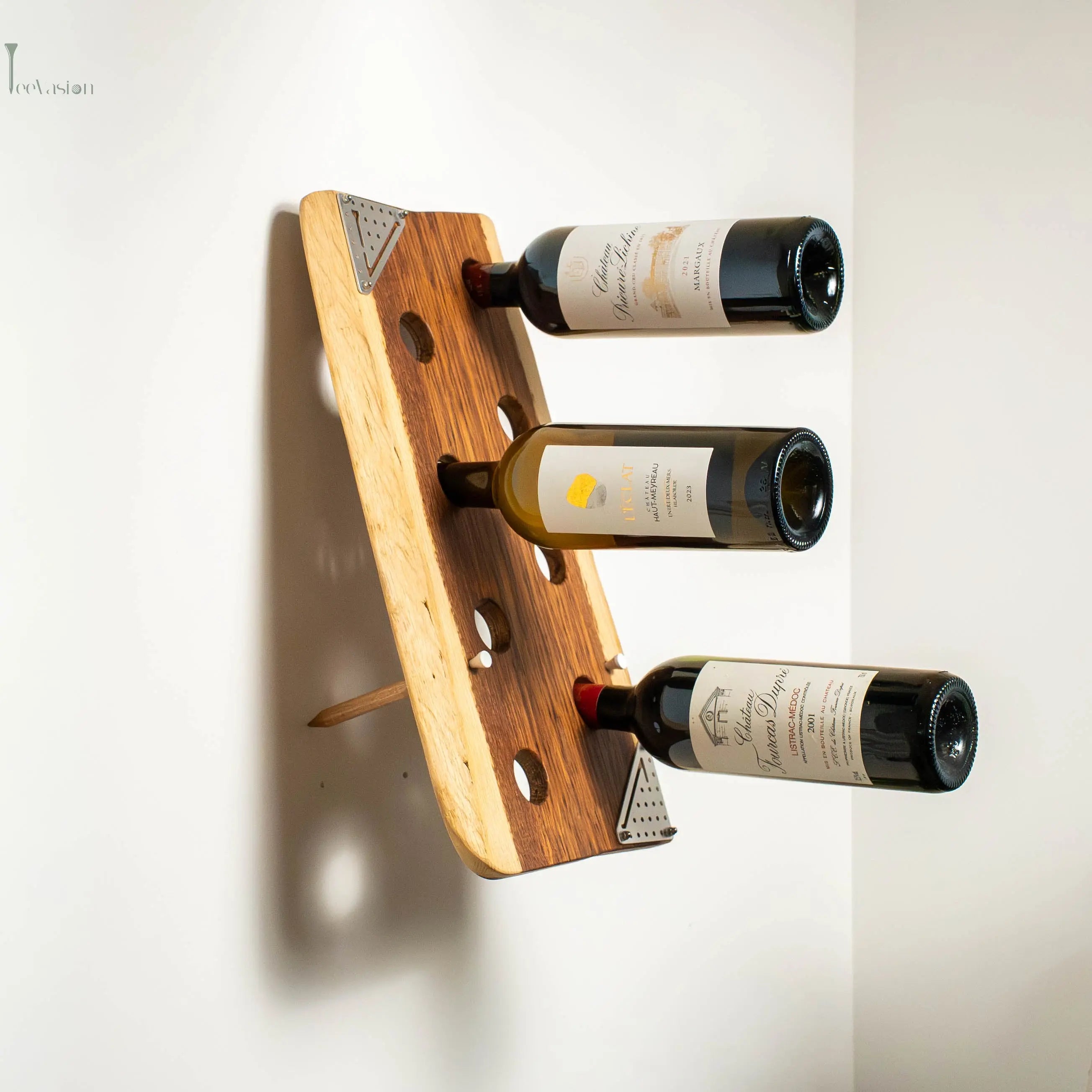 Support mural en bois pour bouteille, design golf avec tee géant TeeVasion