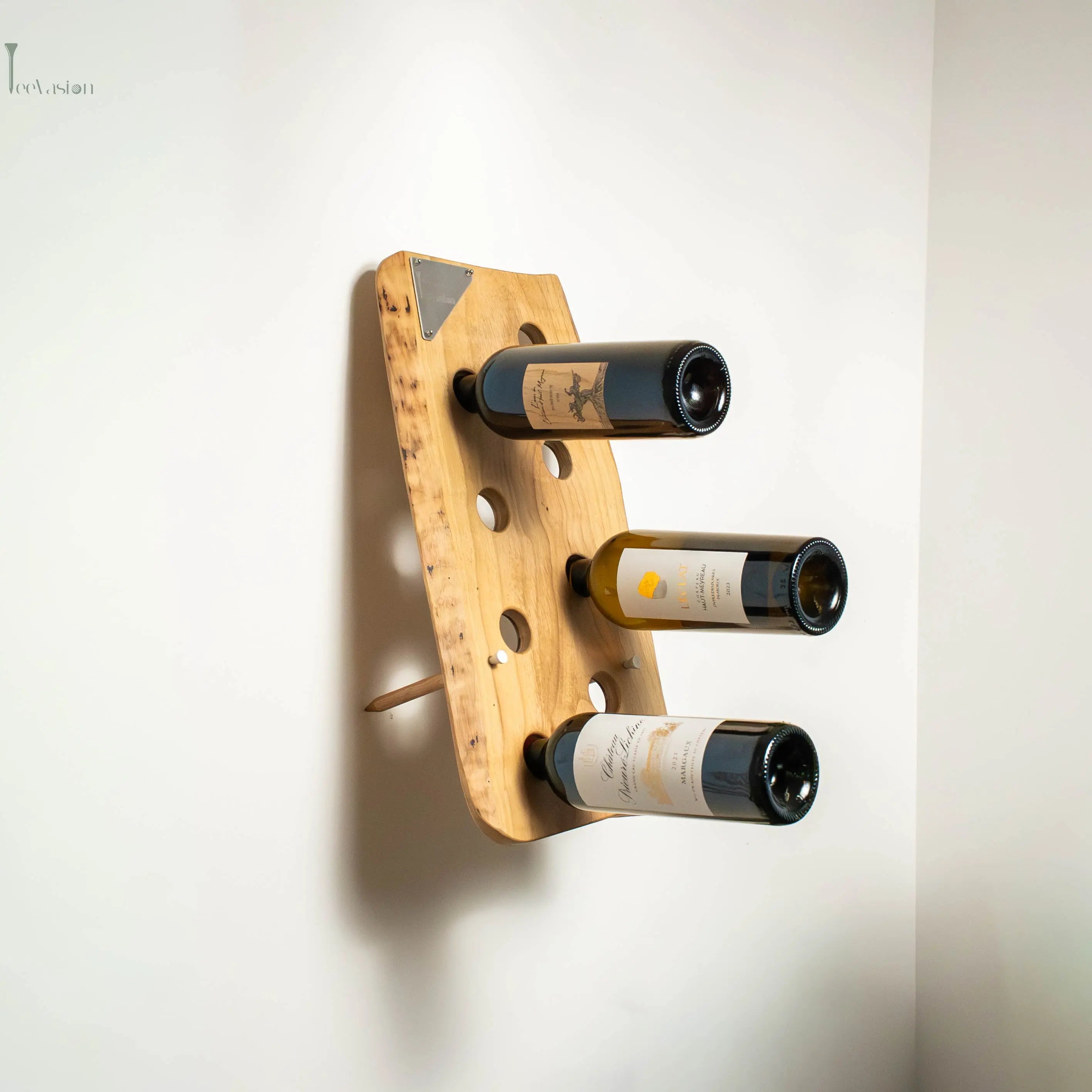 Support mural en bois pour bouteille, design golf avec tee géant TeeVasion
