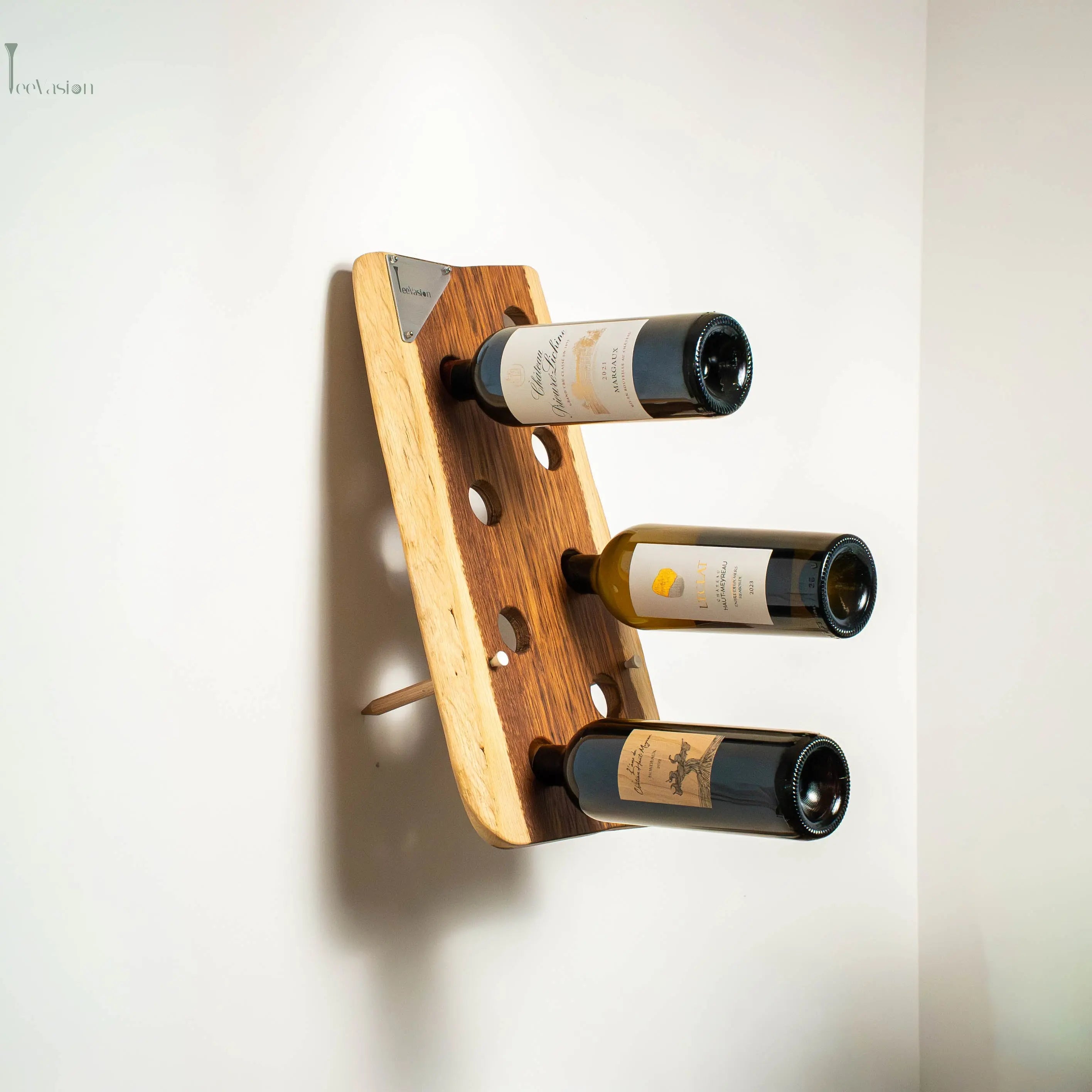 Support mural en bois pour bouteille, design golf avec tee géant TeeVasion