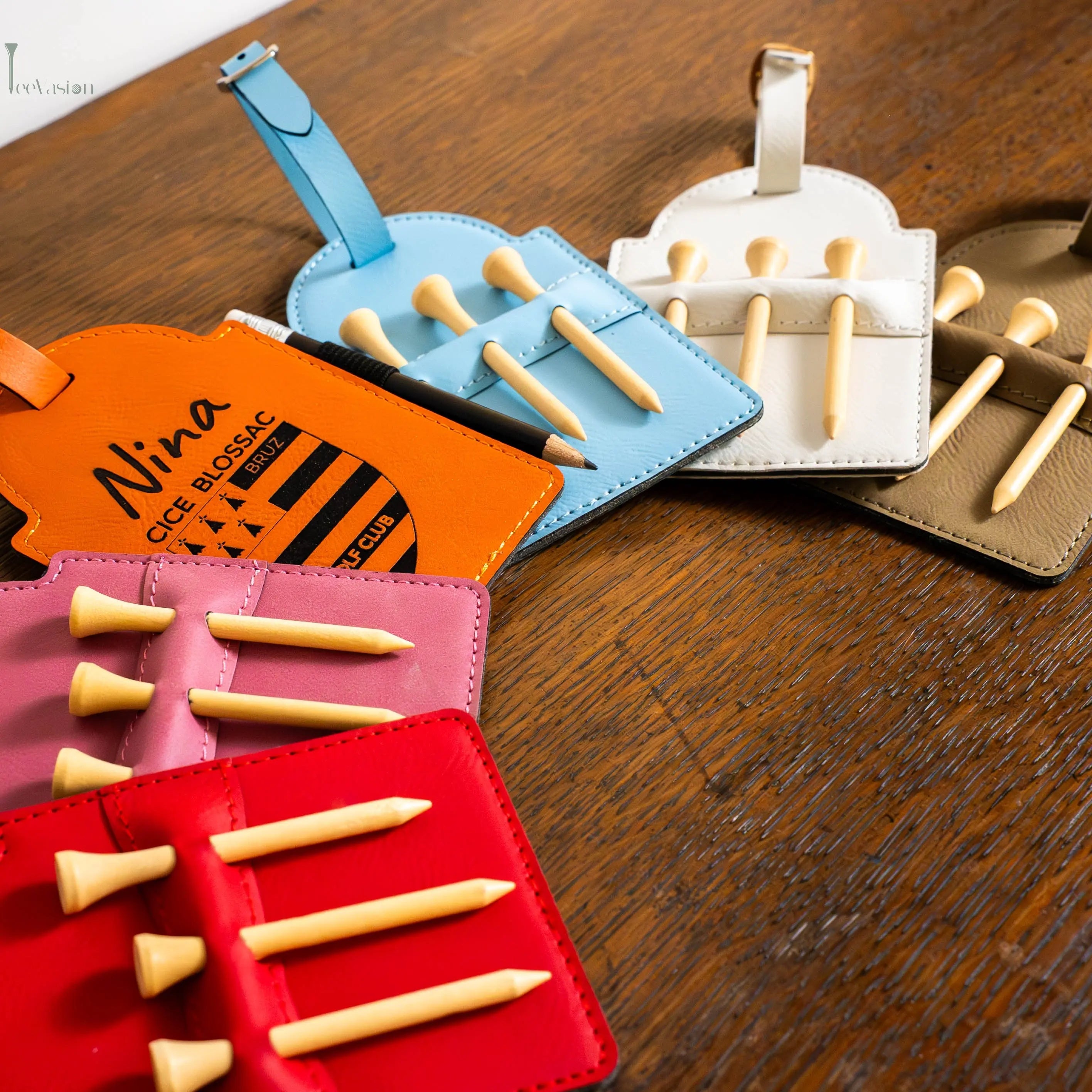 TeeTag – Étiquette de sac de golf personnalisée avec tees inclus Tee Vasion