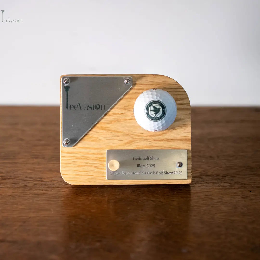 TeeWood – Le trophée golf bois une balle personnalisable Tee Vasion
