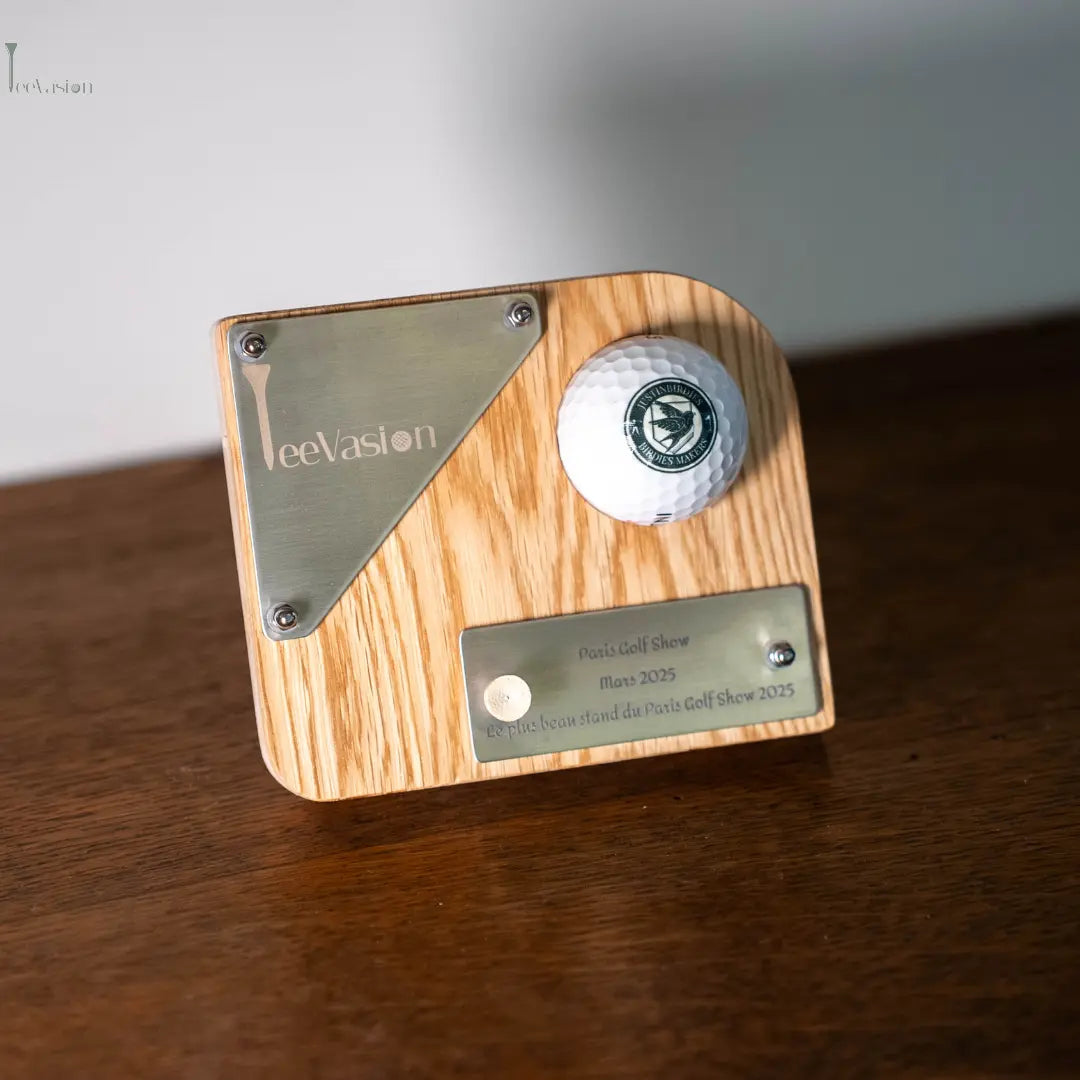 TeeWood – Le trophée golf bois une balle personnalisable Tee Vasion