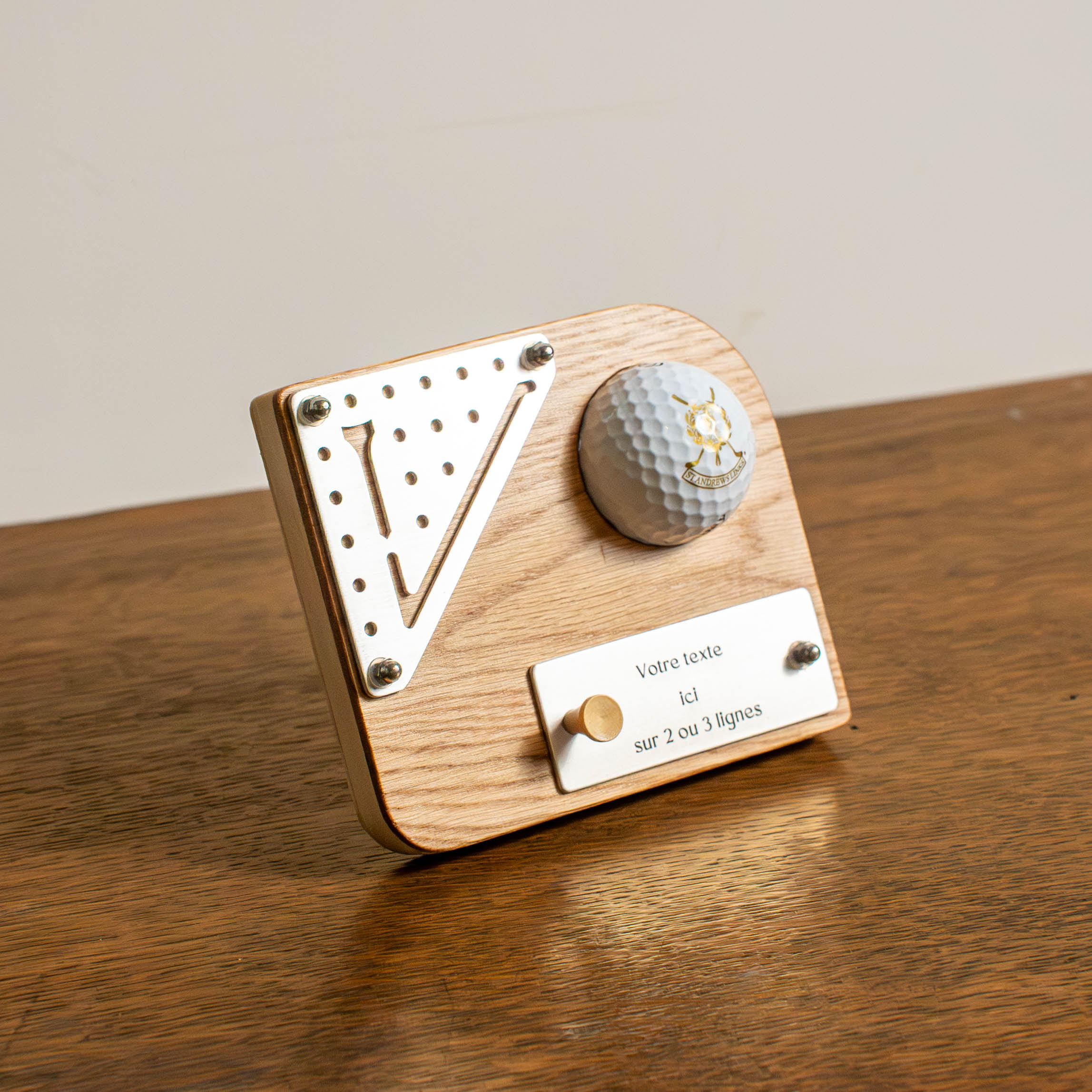 TeeWood – Le trophée golf bois une balle personnalisable Tee Vasion
