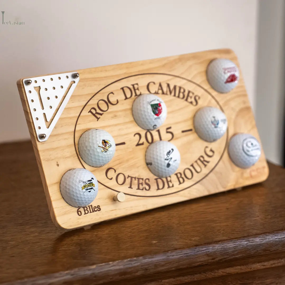 Wooden Draw – Support balles de golf en caisse de vin recyclée TeeVasion