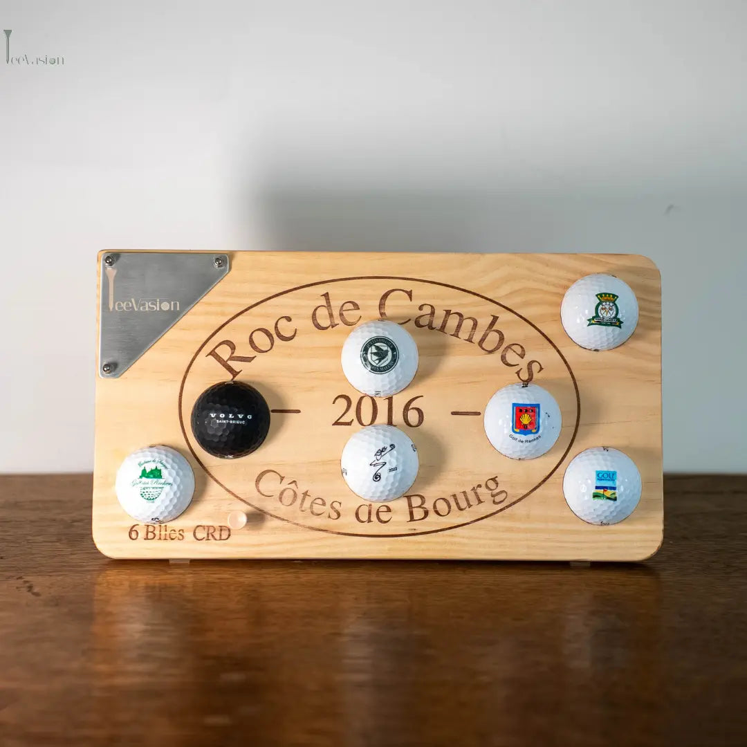 Wooden Draw – Support balles de golf en caisse de vin recyclée TeeVasion