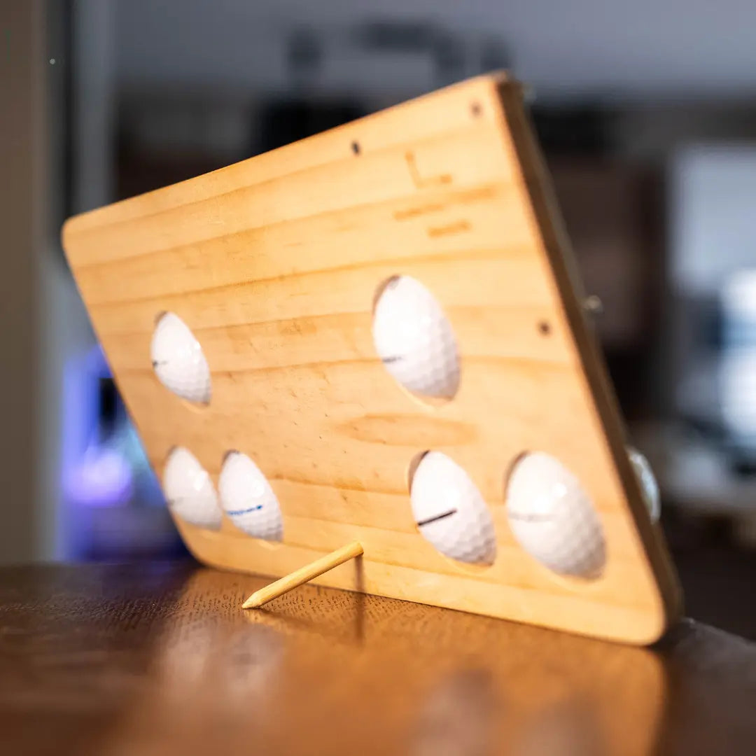 Wooden Draw – Support balles de golf en caisse de vin recyclée TeeVasion